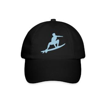 Surfer, Surfing Silhouette - Baseball Cap - black/black - Front