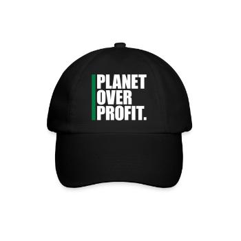 planet over profit Zitat - Baseballkappe - Schwarz/Schwarz - Vorne