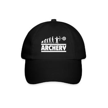 Bogenschießen-Evolution: Vom Mensch zum Bogenschüt - Baseballkappe - Schwarz/Schwarz - Vorne