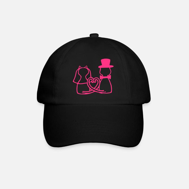 Katzen Hochzeit - Baseballkappe - Schwarz/Schwarz