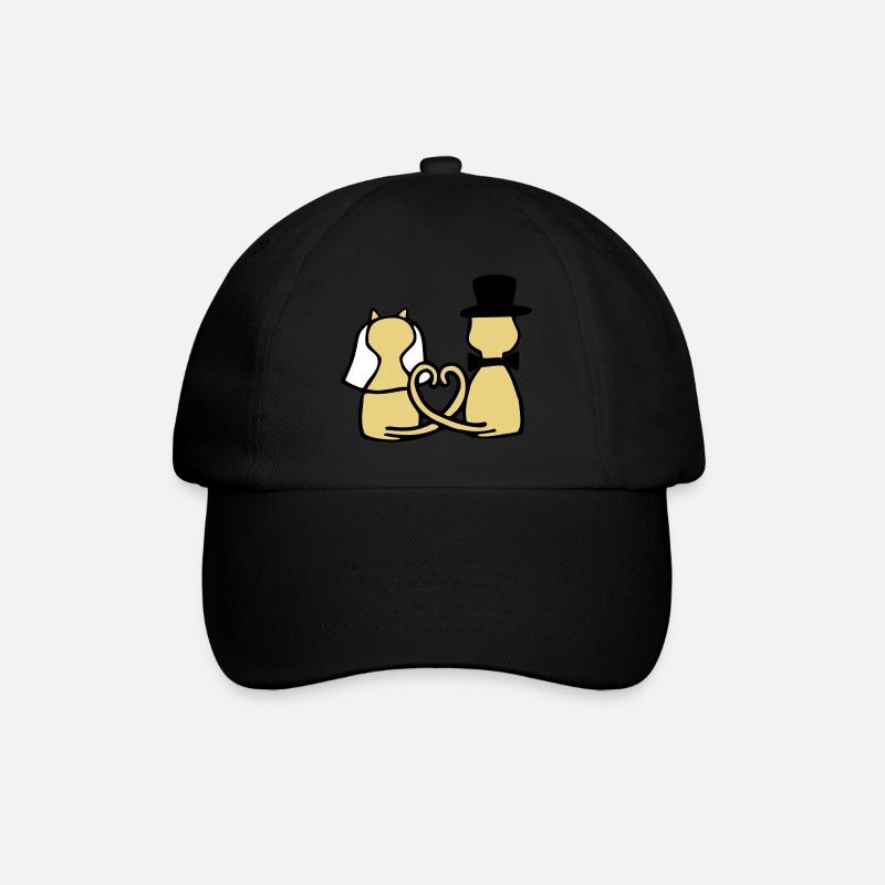 Katzen Hochzeit - Baseballkappe - Schwarz/Schwarz