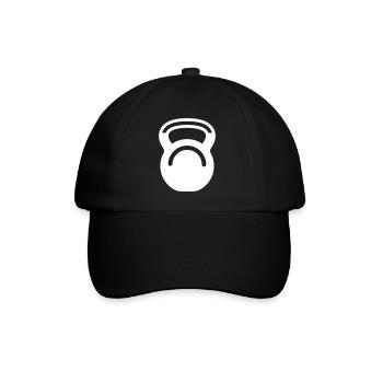 Hantel gewichte icon - Baseballkappe - Schwarz/Schwarz - Vorne