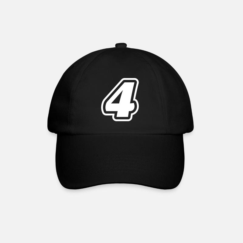 4 Zahl symbol - Baseballkappe - Schwarz/Schwarz