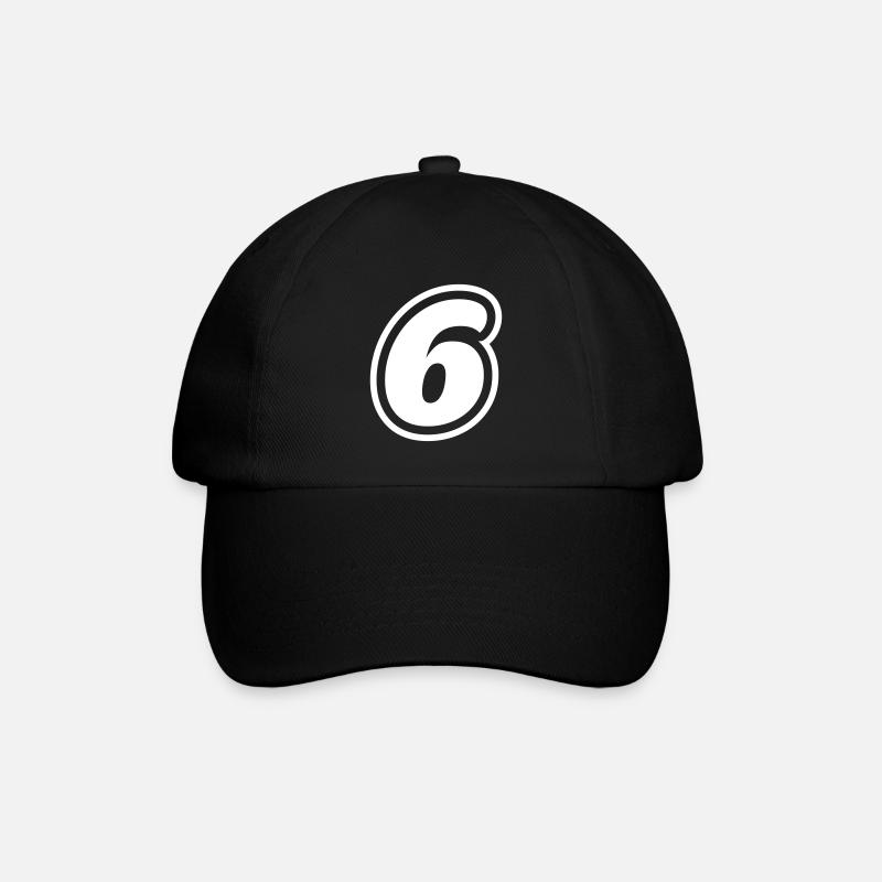 6 Zahl symbol - Baseballkappe - Schwarz/Schwarz