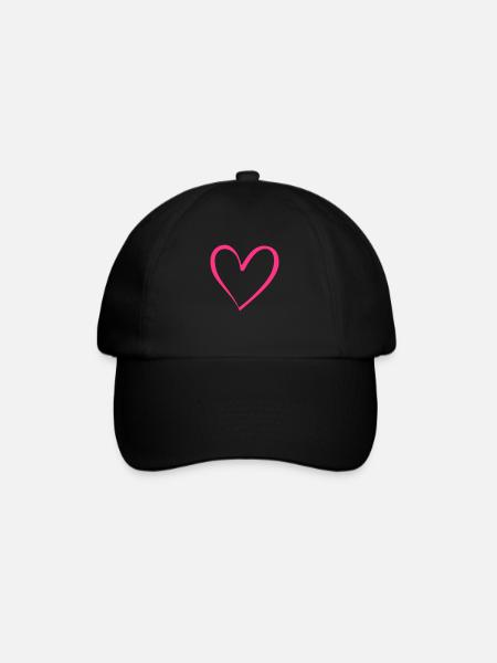 Herz Pink - Baseballkappe - Schwarz/Schwarz