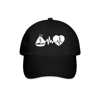 Sailing is life, heartbeat for captain and sailor - Baseball Cap - black/black - Front