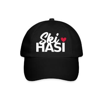 Ski Hasi mit Herz - Baseballkappe - Schwarz/Schwarz - Vorne