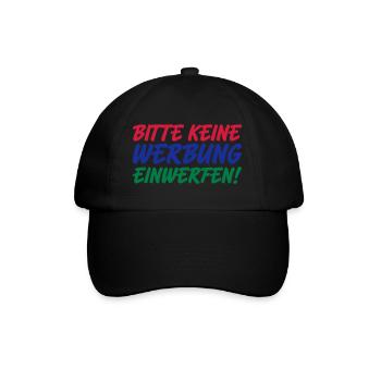 Bitte keine Werbung | Farben änderbar - Baseballkappe - Schwarz/Schwarz - Vorne