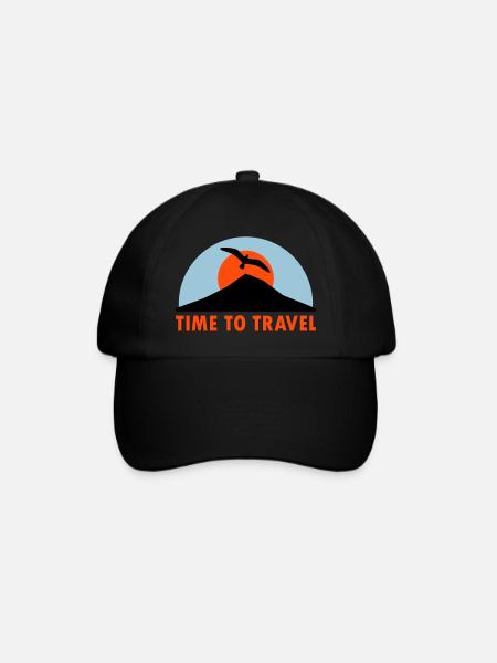 Time to travel (mountain, sun, bird) - Baseball Cap - black/black