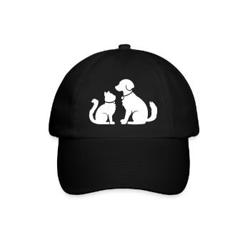 Cat dog together - cat dog together - pets - Baseball Cap - black/black - Front