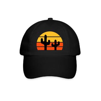 Zwei Kakteen vor einer Halbsonne - Baseballkappe - Schwarz/Schwarz - Vorne