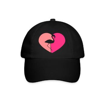 shape heart i love love silhouette outline flamingo - Baseball Cap - black/black - Front