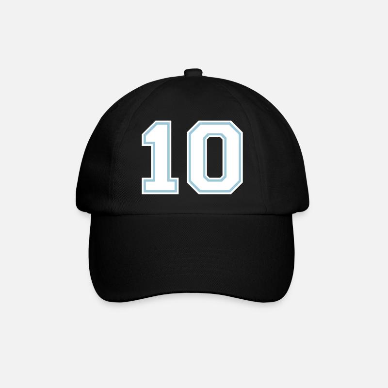 Nummer 10 (anpassbare Farben) - Baseballkappe - Schwarz/Schwarz