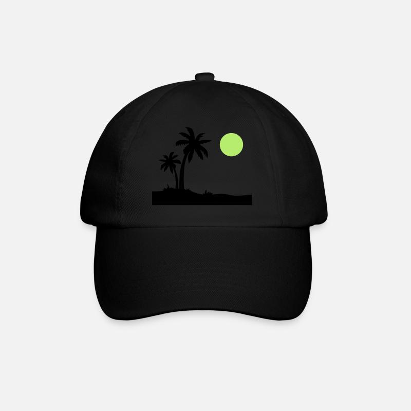 Palmen Insel - Baseballkappe - Schwarz/Schwarz
