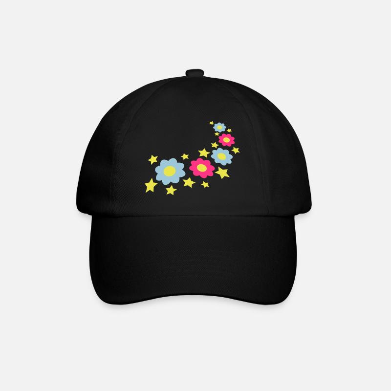 Beaucoup de fleurs colorées belle conception de motif décoratif - Casquette classique - noir/noir