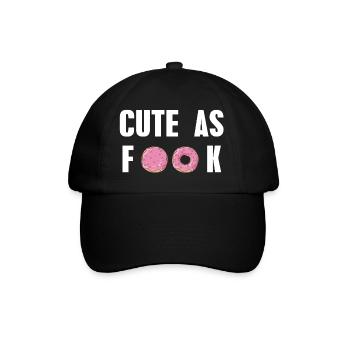 Cute as Fuck weiß Donut Süßigkeit Geschenkidee - Baseballkappe - Schwarz/Schwarz - Vorne