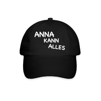 ANNA KANN ALLES I Anna I anna I Geschenk für Anna - Baseballkappe - Schwarz/Schwarz - Vorne