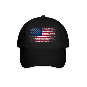 Vintage USA Flagge - Baseballkappe - Schwarz/Schwarz - Vorne