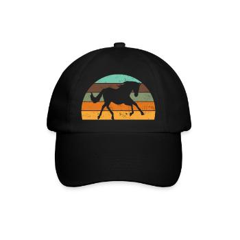 Cheval coucher de soleil rétro - Casquette classique - noir/noir - Devant