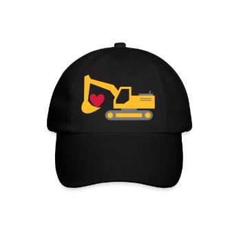 ★ Design colors can be changed ★ Excavator, heart in shovel - Baseball Cap - black/black - Front