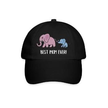 Mama Elefant mit Cub Beste Mama überhaupt, - Baseballkappe - Schwarz/Schwarz - Vorne
