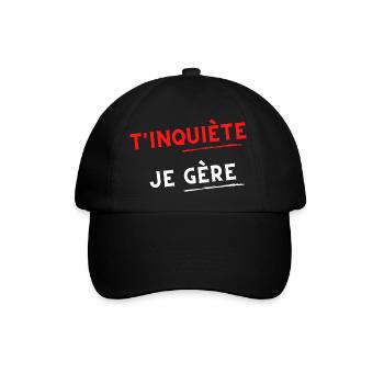 T inquiète je gère - rouge et blanc - Casquette classique - noir/noir - Devant