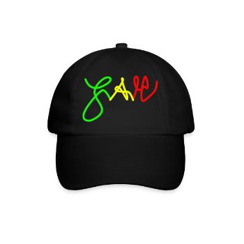 Jah in Trio-Farben Red Gold Green - Baseballkappe - Schwarz/Schwarz - Vorne
