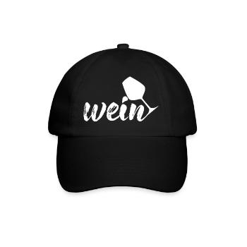 Wein, weiß - Baseballkappe - Schwarz/Schwarz - Vorne