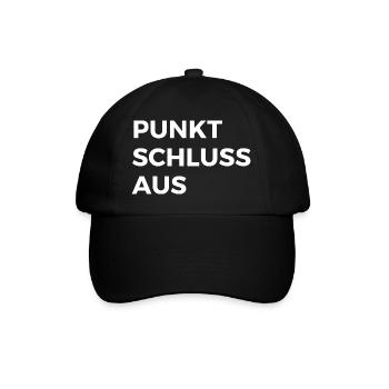 Punkt, Schluss, Aus. Spruch, Geschenk - Baseballkappe - Schwarz/Schwarz - Vorne
