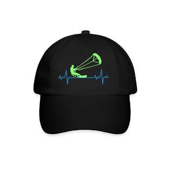 Kitesurfing Kiteboarding Kitesurf Heartbeat Pulse - Baseball Cap - black/black - Front