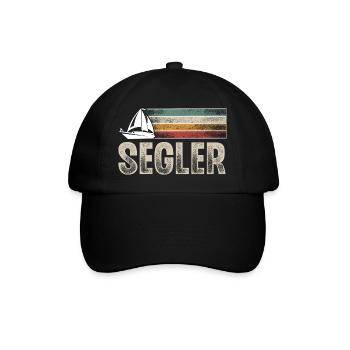 Segeln Segler Segelboot Retro Vintage - Baseballkappe - Schwarz/Schwarz - Vorne