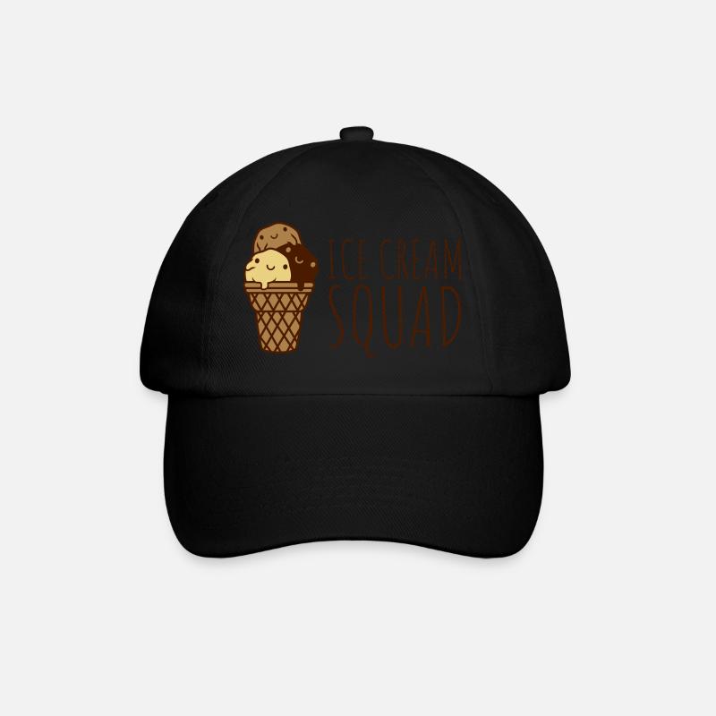Niedliches Ice Cream Squad - Baseballkappe - Schwarz/Schwarz