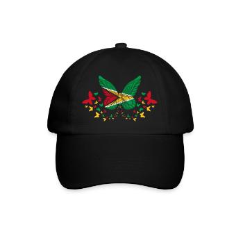 Guyana Guyanese Guyana Flag Butterflies - Baseball Cap - black/black - Front