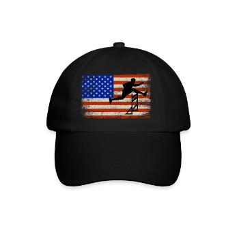 American Flag Hurdles Hurdling Hurdler Patriotic - Baseball Cap - black/black - Front