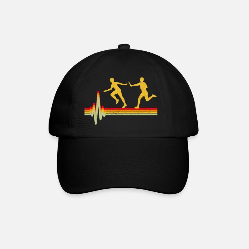 Staffellauf Athlet Leichtathletik Herzschlag - Baseballkappe - Schwarz/Schwarz