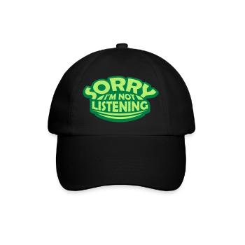 désolé de ne pas écouter - Casquette classique - noir/noir - Devant