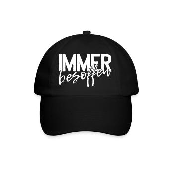 Immer besoffen - Party Feiern Kneipe - Baseballkappe - Schwarz/Schwarz - Vorne