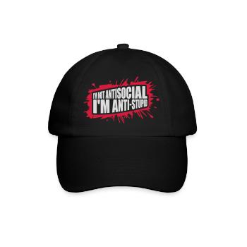 not antisocial anti stupid - Baseball Cap - black/black - Front