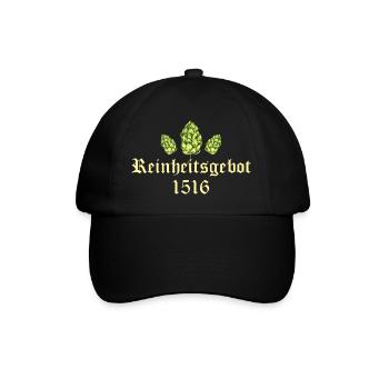 Reinheitsgebot - seit 1516 für Bierliebhaber, - Baseballkappe - Schwarz/Schwarz - Vorne