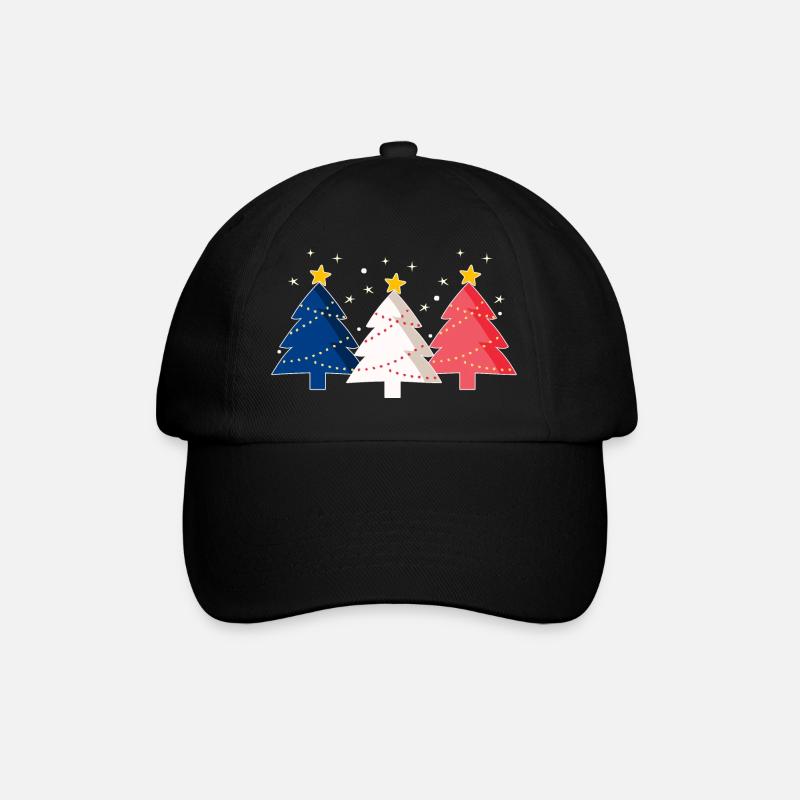 Joyeux Noël Weihnachtsbäume Frankreich Flagge - Baseballkappe - Schwarz/Schwarz