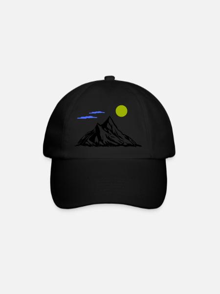 Berge - Baseballkappe - Schwarz/Schwarz