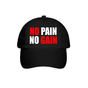 No pain no gain - Baseball Cap - black/black - Front