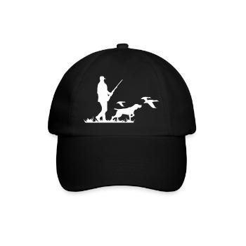 Entenjagd Niederwild Jäger Jagd Silhouette - Logo - Baseballkappe - Schwarz/Schwarz - Vorne