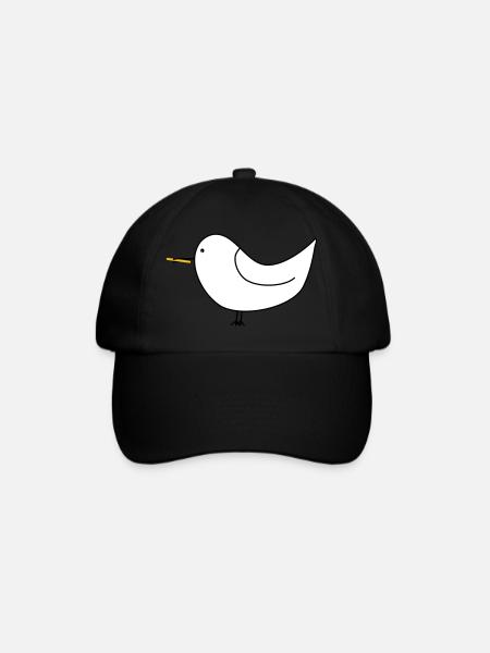Weiße Möwe mit Pommes - Baseballkappe - Schwarz/Schwarz