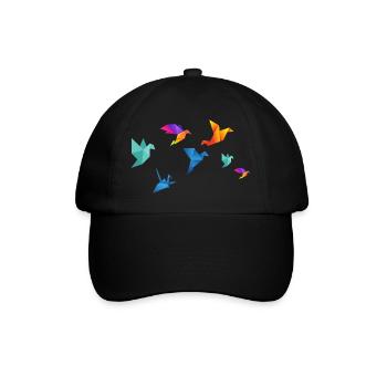 Multicolored paper birds - Baseball Cap - black/black - Front