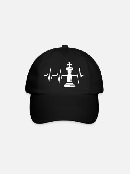 Pulso del Ajedrez Rey del Pulso del Club de Ajedrez Latido del Corazón del Equipo - Gorra béisbol - negro/negro