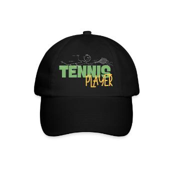 Tennis Player Stickman Tee Art - Baseball Cap - black/black - Front