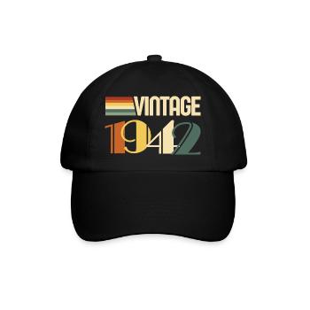 Jahrgang 1942 - 1942 Jubiläumsgeschenk - Baseballkappe - Schwarz/Schwarz - Vorne