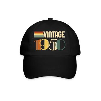 Vintage, 1950er Jahre, Geburtstagsgeschenk, 1950er Jahre - Baseballkappe - Schwarz/Schwarz - Vorne