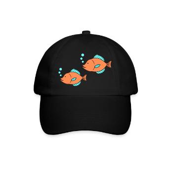 fische comic 2 - Baseballkappe - Schwarz/Schwarz - Vorne